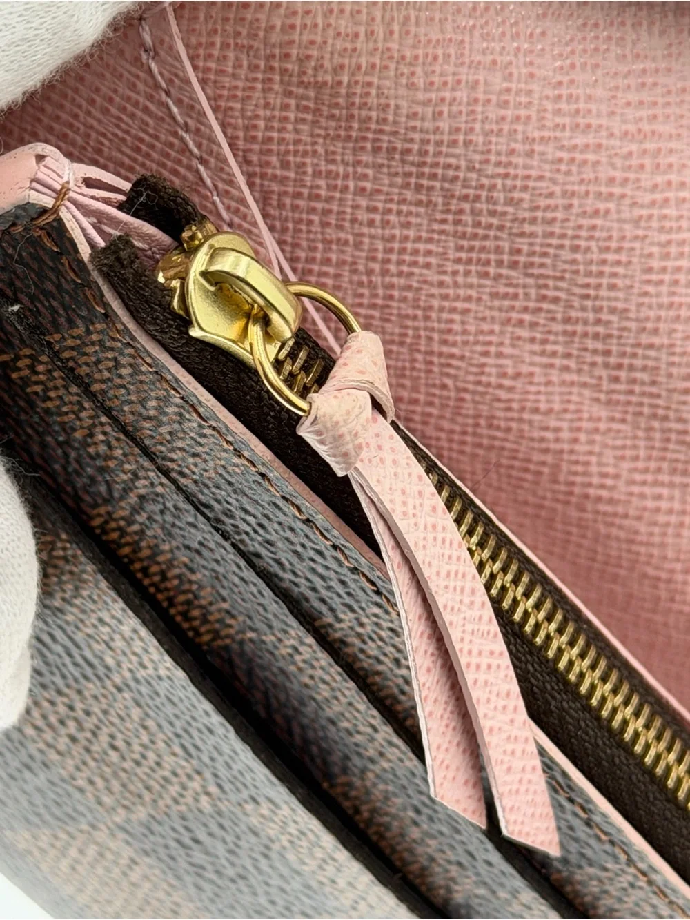 🤎🩷LV Caissa Wallet Damier Ebene and  Pink Full Set Box Dust Bag & Entrupy COA - Picture 8 of 13